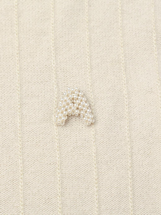 米色高领针织衫女 竖纹肌理感 秋冬内搭保暖修身长袖打底毛衣 商品图2