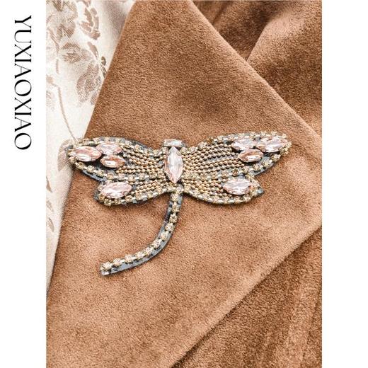 余潇潇【英伦御姐】轻奢经典时尚鹿皮绒优雅高级感翻领长款风衣秋季 商品图2