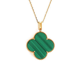 【天然正品】AU750黄金简约时尚高定定制款孔雀石项链毛衣链链长：87CM（长度可调节）女士180925TJ36现售价：6880