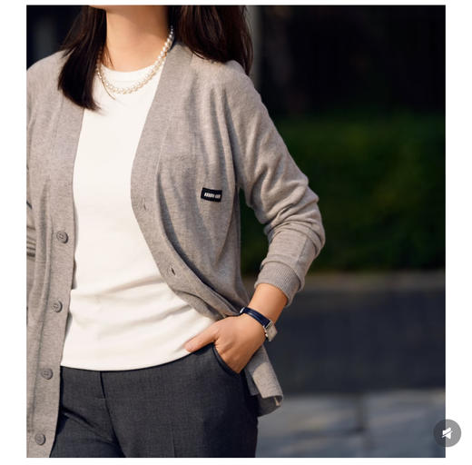 V领女款！M1U M1U 100羊毛纯色字母徽标休闲长袖针织衫MY138 商品图2