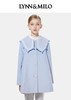 【春上新】8楼琳麦罗 LYNN&MILO 蓝色双面呢八字绣翻领A摆大衣 商品缩略图0