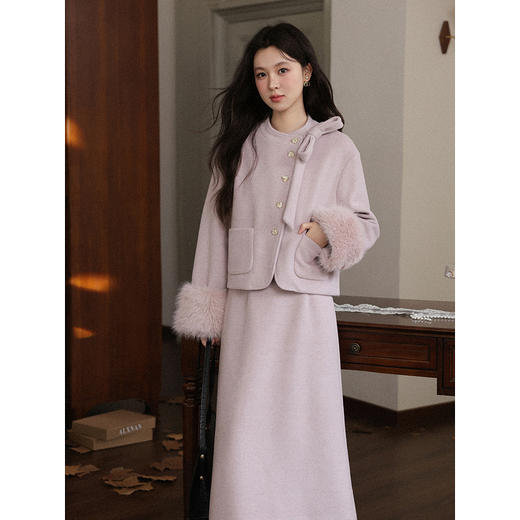 鹿向南「半岛情书」高级感紫色气质外套半身裙两件套装女秋冬新款 商品图2