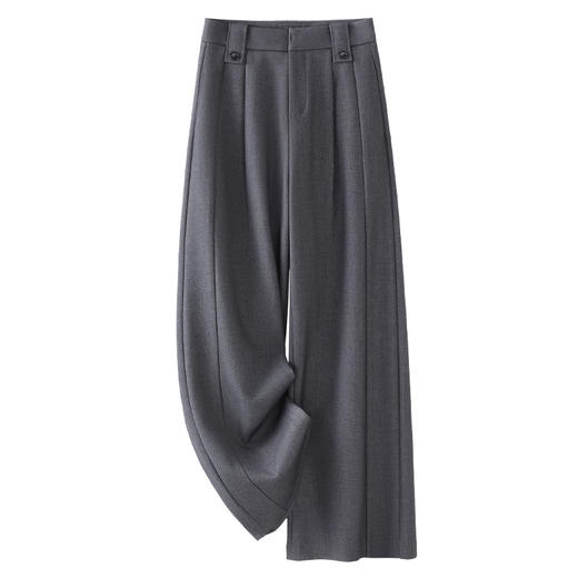 丁摩 灰色毛呢西装裤女秋冬款新款高腰垂感阔腿裤宽松显瘦直筒裤子5ZF-51299 商品图0