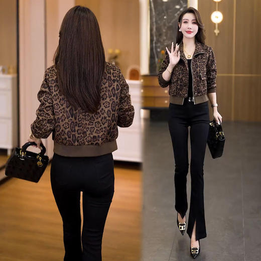 ASYG-2578豹纹短外套女2025春秋新款时髦洋气小个子百搭短款气质夹克上衣潮 商品图4