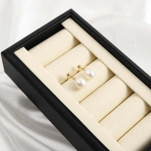 丁摩 淡水珍珠耳钉 8-9mm水滴形耳饰S925纯银豆豆珍珠耳环5ZF-1053 商品图2