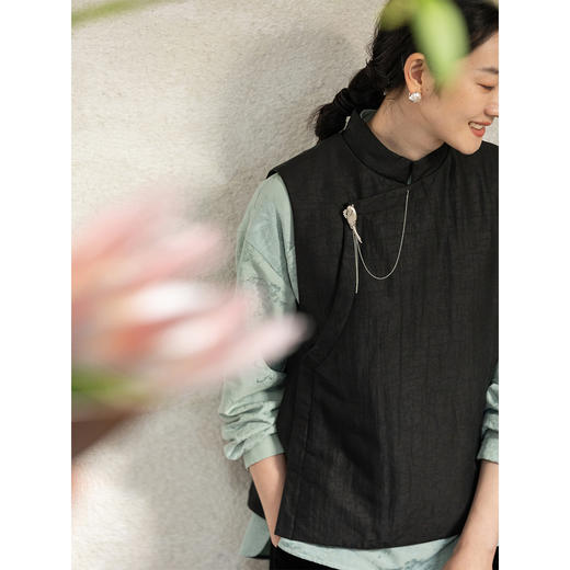 牧衣游原创 重磅25姆米香云纱龟裂纹马夹复古文艺新中式开衫 岁缂 商品图1