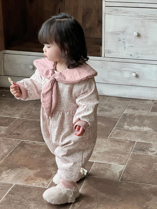 【甜美碎花加绒爬服！萌趣印花冬日田园风尚】儿童连体衣女童秋冬款长袖碎花爬服冬季加绒加厚小宝宝卡通外出服。hb 商品图3