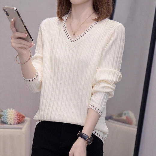 针织打底衫女士春秋冬季2025年新款大码v领气质洋气内搭毛衣上衣 商品图3