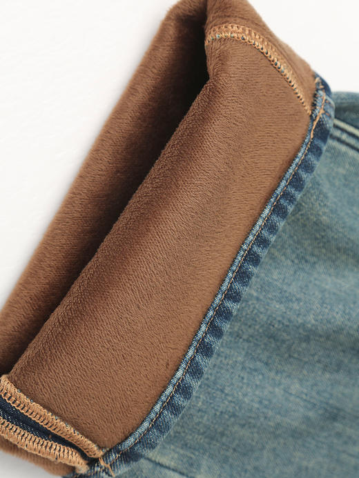 【加绒加厚】复古蓝直筒牛仔裤女 高腰显瘦 冬季宽松百搭做旧水洗阔腿长裤 商品图4