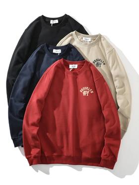 D100404阿美咔叽无感印花抓绒保暖圆领卫衣