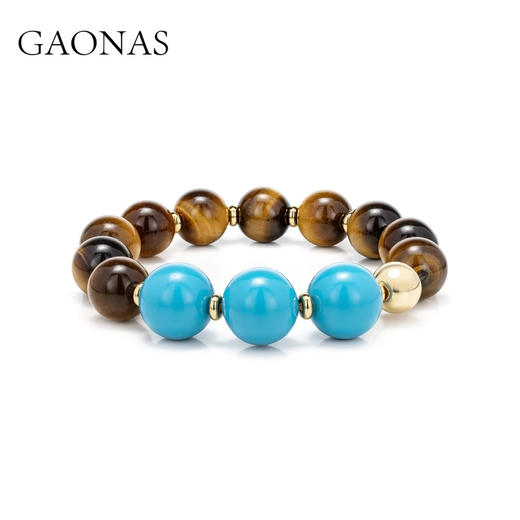 GAONAS  碧金缠云 贵气12mm金色手链11615SGO 商品图1