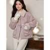 鹿向南「胭脂四画」藕粉色短款加厚毛领外套女秋冬宽松中式上衣 商品缩略图4
