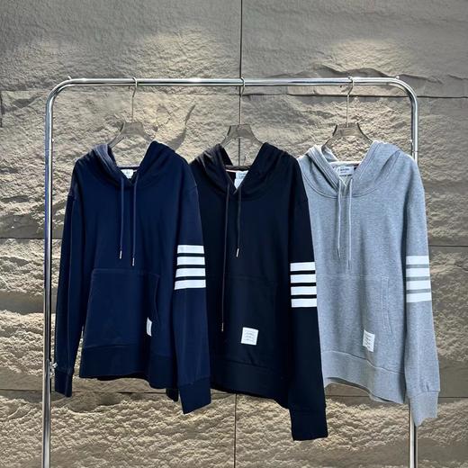 D100424秋冬款手臂四条杠针织毛圈连帽卫衣男女同款 商品图0