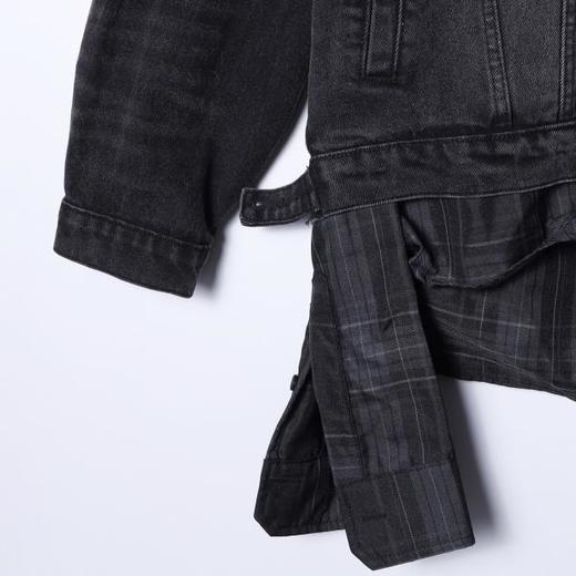 8038SDSA男士秋冬新款痞帅男装格纹牛仔拼接翻领假两件纽扣外套百搭夹 商品图4