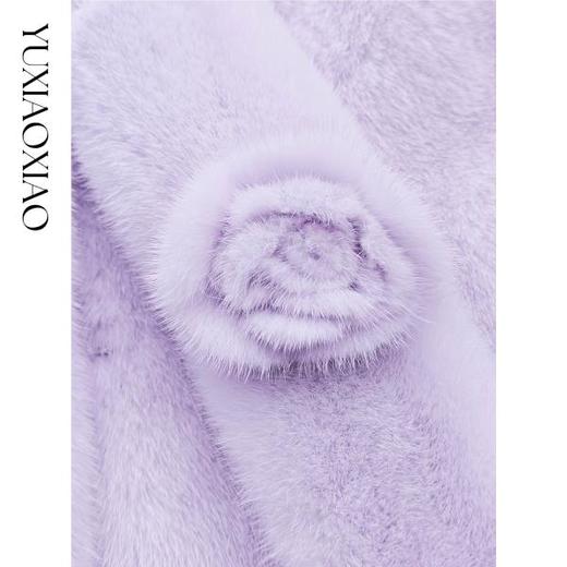 余潇潇【爱神紫罗兰】轻奢高级100水貂皮毛可拆卸立体花朵皮草外套 商品图3