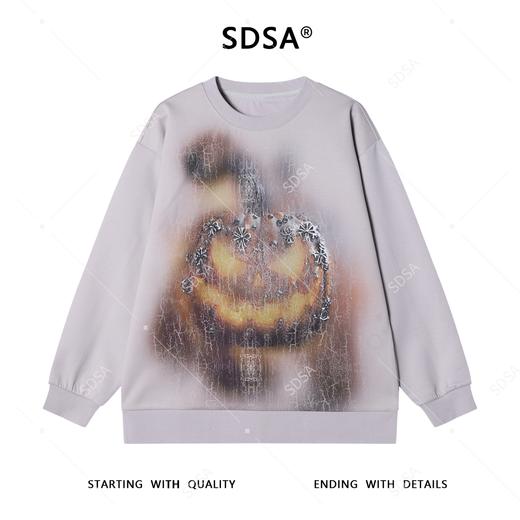 58308SDSA男士秋冬新款痞帅男装美式撞色重工裂纹印花圆领卫衣百搭宽松 商品图1