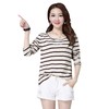 丁摩 长袖T恤女宽松大码新款春秋体恤打底衫春季条纹上衣5ZF-7059 商品缩略图4