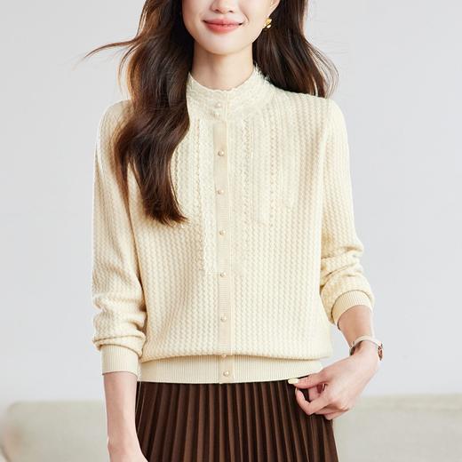 AS-95352025秋冬新款红色木耳边优雅通勤内搭外穿打底上衣立领针织衫女 商品图2