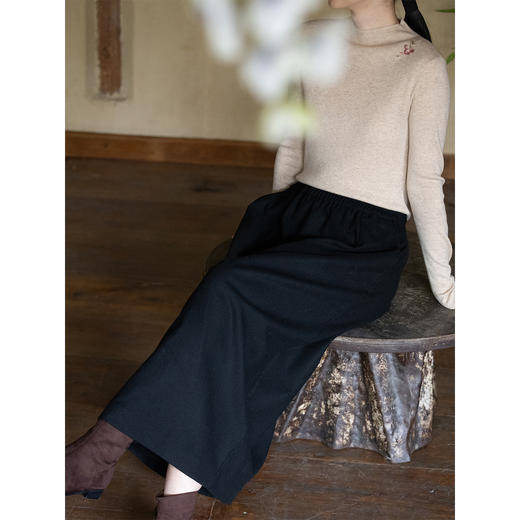 牧衣游原创 进口澳毛毛呢半裙黑色 限量福利款 渡边不支持会员折 商品图1