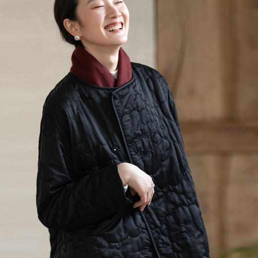 牧衣游原创 丝棉机绣棉衣女冬季新款蓬松轻盈保暖宽松棉服 韵光 商品图0