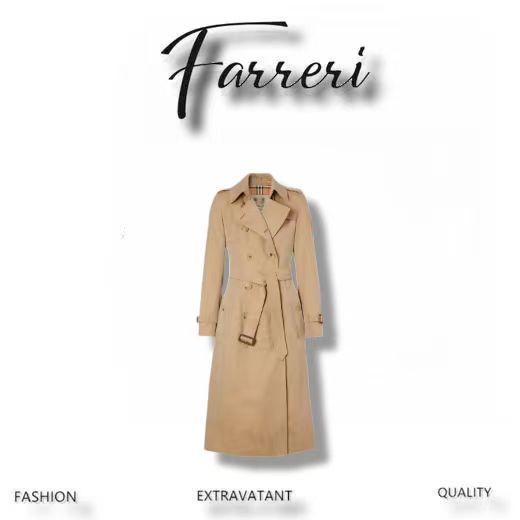 Bur家 翻领双排扣长款风衣 商品图0