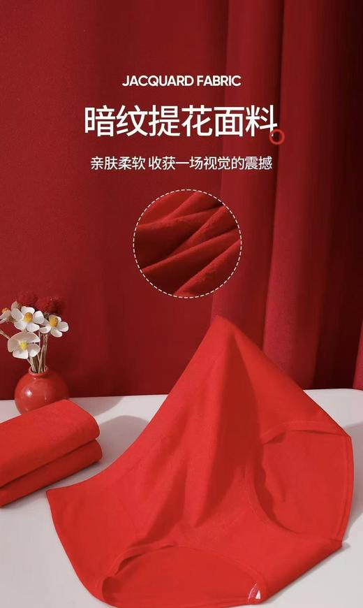 一盒三条大红色10A蚕丝莫代尔裸氨中高腰内裤1295124 商品图7