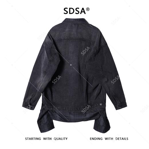8038SDSA男士秋冬新款痞帅男装格纹牛仔拼接翻领假两件纽扣外套百搭夹 商品图5