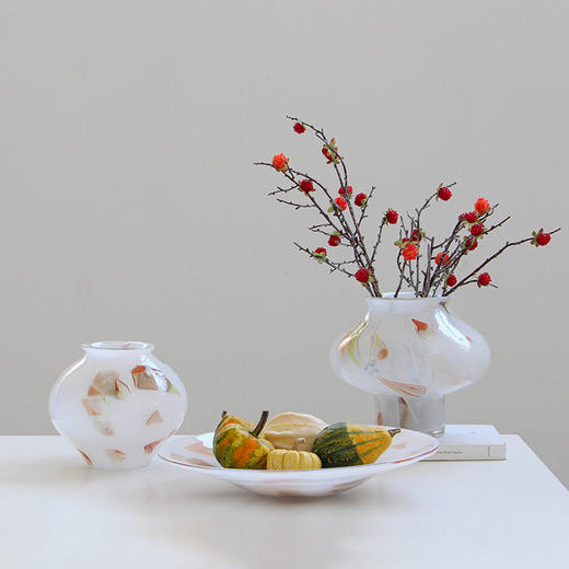 中古玻璃法式高级感花瓶摆件创意水养客厅电视柜玄关插花装饰品 商品图0