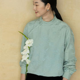 牧衣游原创 重磅28姆米丝棉提花衬衫新款温婉立领中式衬衣 山川