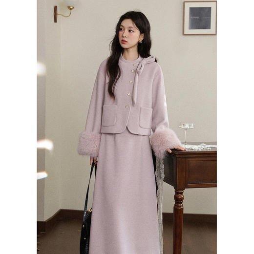 鹿向南「半岛情书」高级感紫色气质外套半身裙两件套装女秋冬新款 商品图1