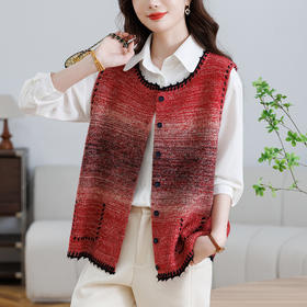 XX6352-198 2025秋装针织马甲外套春秋时髦洋气针织坎肩开衫宽松大码马夹女