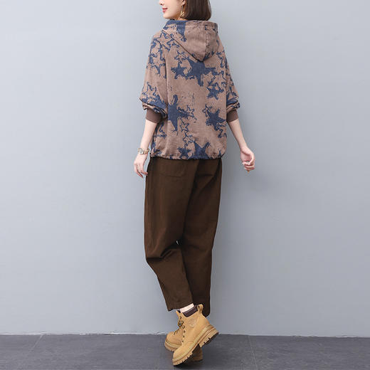 丁摩 减龄套装女春秋宽松花色上衣休闲裤搭配一整套两件套5ZF-329 商品图3