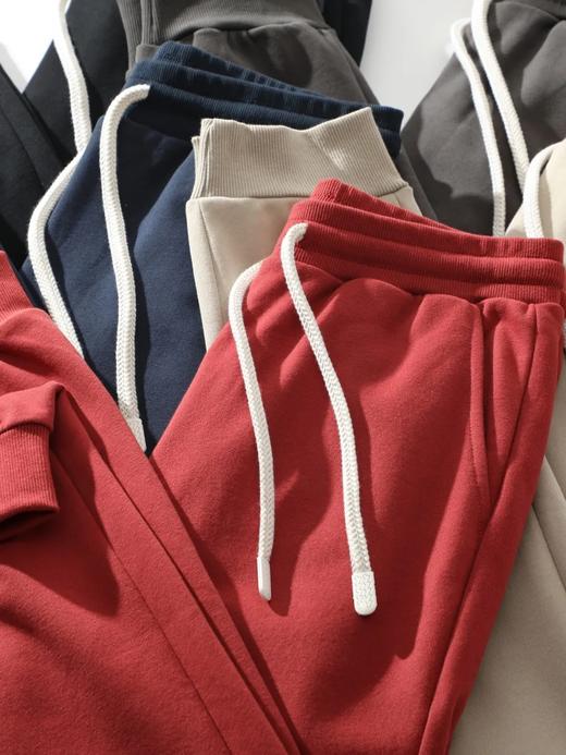 D100403舒美绒棉内里科技抓绒休闲裤纯色螺纹束脚口保暖运动卫裤 商品图7