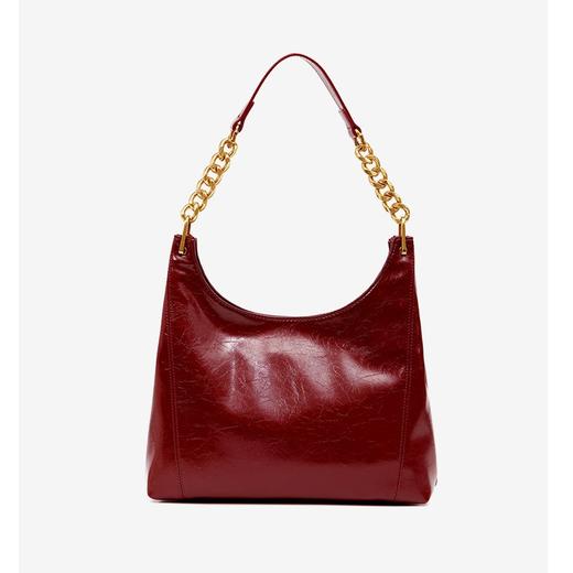 红色包包女2025新款高级感亮皮腋下包日常可用斜挎婚礼包 商品图4