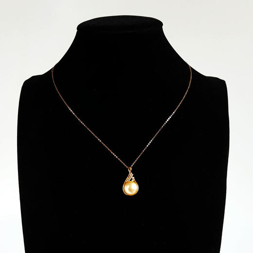 【天然正品】AU750黄金镶钻镶天然近完美约12.6MM金色南洋海水珍珠吊坠项链链长：45CM（长度可调节）女士150925TJ29现售价：3280 商品图6