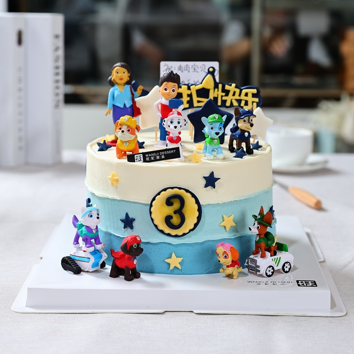 汪汪队，新鲜芒果夹心戚风蛋糕，有进口动物淡奶油和混合乳脂奶油可选