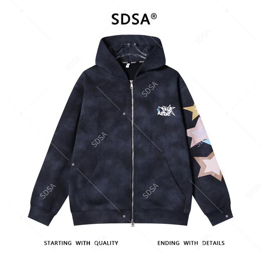 WT244SDSA男士秋冬新款痞帅男装潮牌彩色星星字母印花拉链连帽卫衣百搭 商品图1