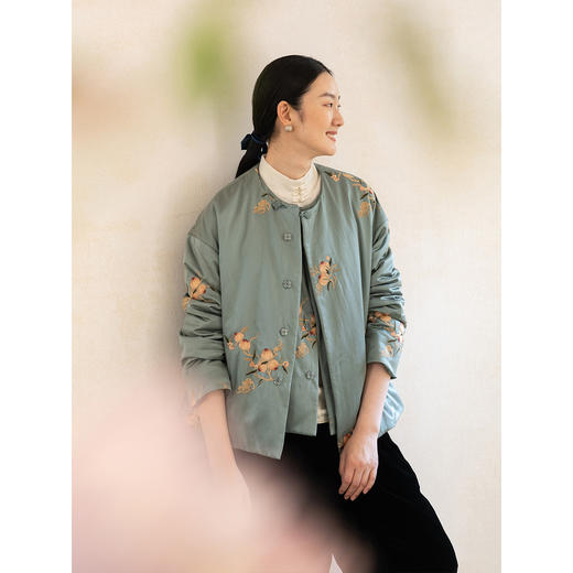 牧衣游原创 匹绣丝绵缎棉衣女新款蓬松保暖宽松文艺复古棉服 庭深 商品图2