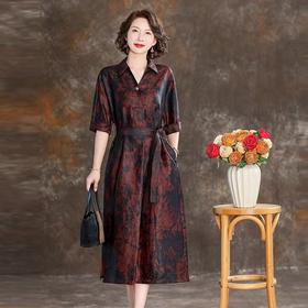 宽松香云纱高端女装连衣裙春夏新款新中式大码桑蚕丝真丝旗袍裙女