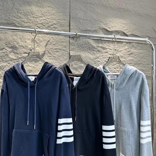 D100424秋冬款手臂四条杠针织毛圈连帽卫衣男女同款 商品图1