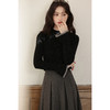 鹿向南「暖雾画意」黑色半高领长袖针织衫上衣女秋气质显瘦打底衫 商品缩略图2