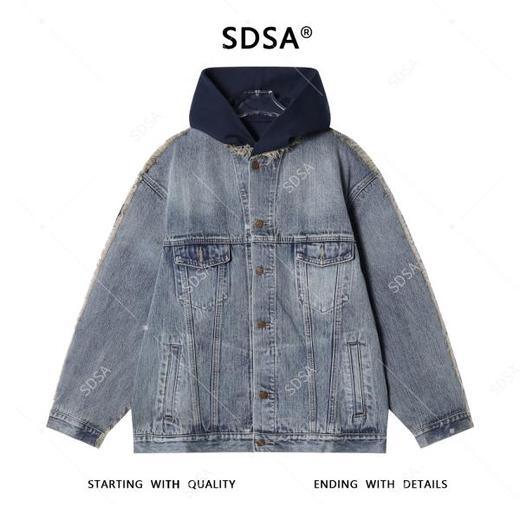 80149SDSA男士秋冬新款痞帅男装潮牌牛仔拼接连帽夹克外套百搭宽松时尚 商品图1