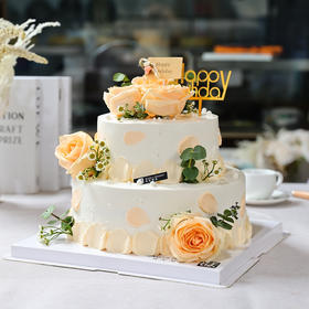 双层鲜花款水果蛋糕