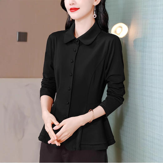XMZ1068时尚收腰雪纺衬衫女士长袖秋装新款洋气质衬衣小个子修身短款上衣 商品图3