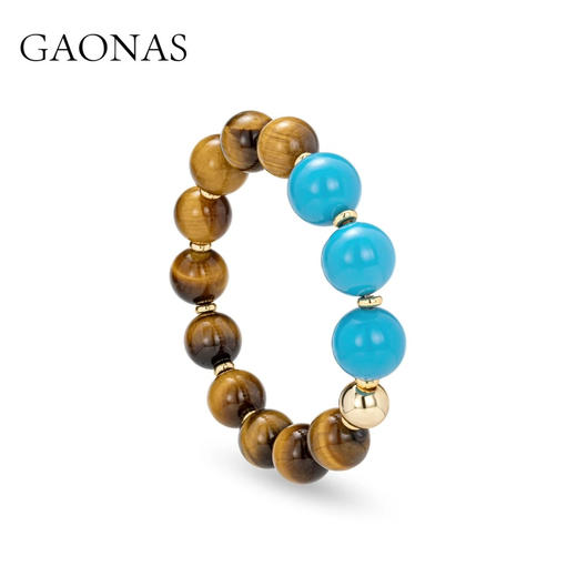 GAONAS  碧金缠云 贵气12mm金色手链11615SGO 商品图2