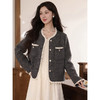 鹿向南「优雅公式」灰色短款外套女款秋冬宽松小众设计感法式上衣 商品缩略图0