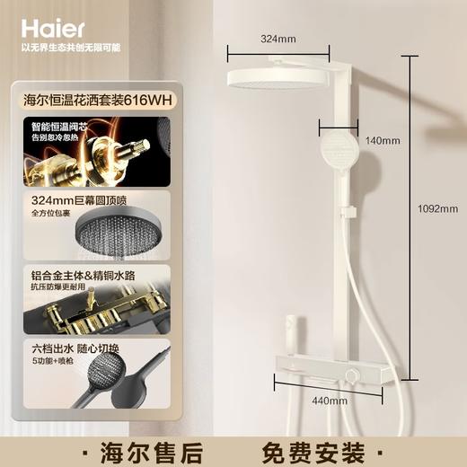 海尔（Haier）四功能恒温花洒全套钢琴按键智能数显枪灰色/奶白色淋浴花洒套装LD616H/LD616WH 商品图0