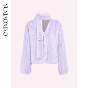 余潇潇【爱神紫罗兰】轻奢高级100水貂皮毛可拆卸立体花朵皮草外套