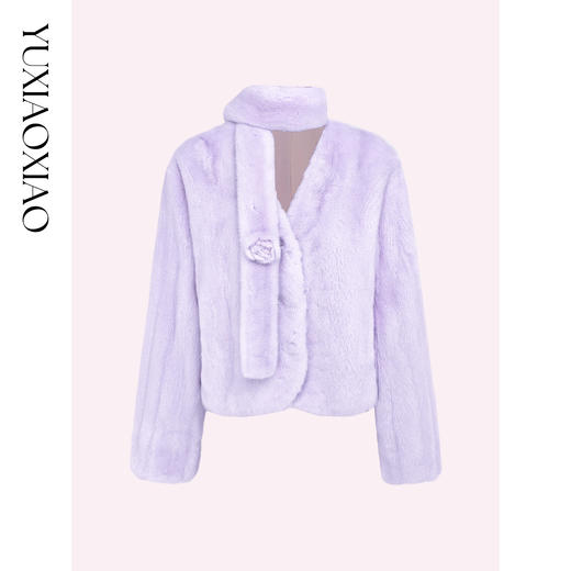 余潇潇【爱神紫罗兰】轻奢高级100水貂皮毛可拆卸立体花朵皮草外套 商品图0