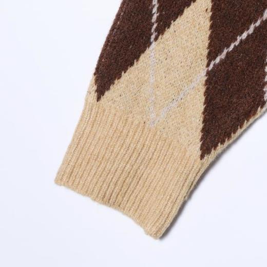 91302SDSA秋冬新款痞帅男装韩版撞色菱形格纽扣圆领毛衣百搭开衫针织衫 商品图3